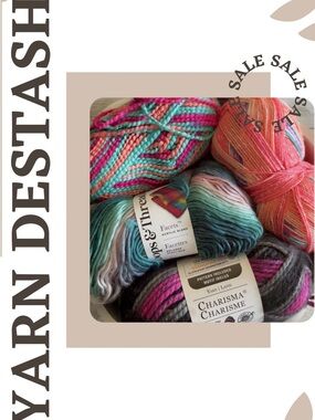 Charisma & Facets Multicolor Yarn Bundle - Assorted Pink, Teal, Coral, Gray